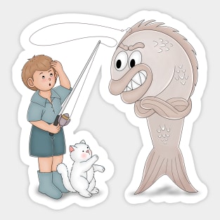 Fishing Hook Hits A Big Angry Fish Sticker